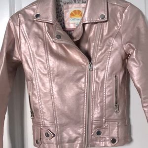 Girl’s pink iridescent pleather jacket. Size 7/8